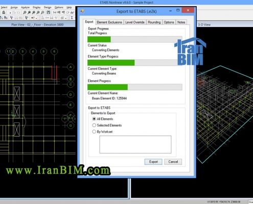 تبدیل فایل Revit به Etabs به وسیله Nassers Tools Export to ETABS :